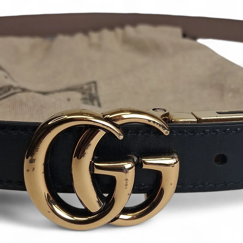 Gucci Women's GG Marmont Leather Narrow Reversible Belt- Dusty Pink/Black 90/36 - Picture 5 of 5